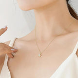 TrustDavis 925 Sterling Silver Star Zircon Necklace For Women Office Lady