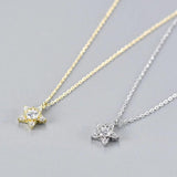 TrustDavis 925 Sterling Silver Star Zircon Necklace For Women Office Lady
