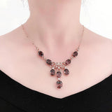 14K Rose Plated Ruby Pendant Necklace for Wedding