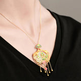 Hetian Jade Phoenix Pendant Tassel Necklace Wedding Jewelry Gift