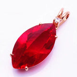 Ladies 585 Purple Ruby Pendant Geometry Necklace 14K Rose Jewelry