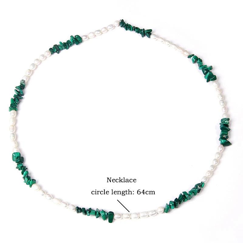 Stone Pearl Aquamarine Necklace Choker for Women