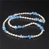 Stone Pearl Aquamarine Necklace Choker for Women