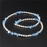 Stone Pearl Aquamarine Necklace Choker for Women