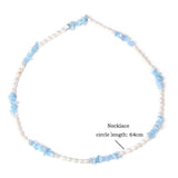 Stone Pearl Aquamarine Necklace Choker for Women