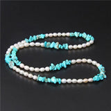Stone Pearl Aquamarine Necklace Choker for Women