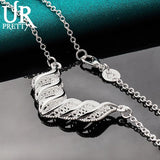 925 Silver Leaf Hollow Necklace 19 Inch Chain For Woman