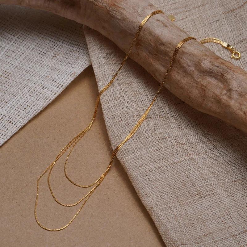 14k Plated Thin Chain Chocker Necklace Women Gift Christmas