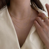 14k Plated Thin Chain Chocker Necklace Women Gift Christmas