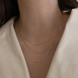 14k Plated Thin Chain Chocker Necklace Women Gift Christmas