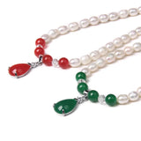 Freshwater Pearl Chain Necklace Agate Carnelian Pendant