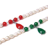 Freshwater Pearl Chain Necklace Agate Carnelian Pendant