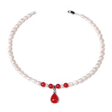 Freshwater Pearl Chain Necklace Agate Carnelian Pendant