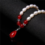 Freshwater Pearl Chain Necklace Agate Carnelian Pendant
