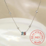 925 Silver Colorful Circle Pendant Necklace for Women Girls