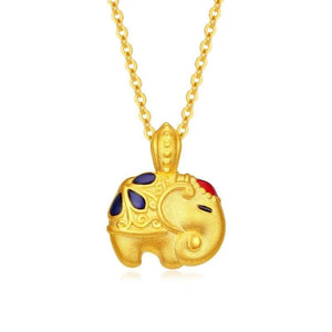 European Fine Woman Girl Vintage Elephant 24KT Pendant Necklace