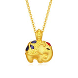European Fine Woman Girl Vintage Elephant 24KT Pendant Necklace