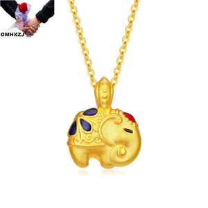 European Fine Woman Girl Vintage Elephant 24KT Pendant Necklace