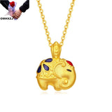 European Fine Woman Girl Vintage Elephant 24KT Pendant Necklace