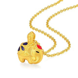 European Fine Woman Girl Vintage Elephant 24KT Pendant Necklace