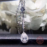 Real Silver Moissanite Water Drop Pendant Necklace