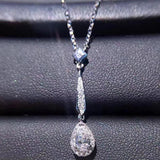 Real Silver Moissanite Water Drop Pendant Necklace