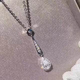 Real Silver Moissanite Water Drop Pendant Necklace