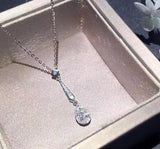 Real Silver Moissanite Water Drop Pendant Necklace