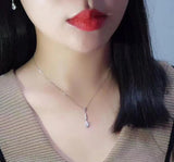 Real Silver Moissanite Water Drop Pendant Necklace
