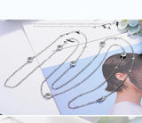 Mom Gift CZ Rhinestone Long Sweater Chain Necklace Silver Jewelry