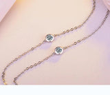 Mom Gift CZ Rhinestone Long Sweater Chain Necklace Silver Jewelry