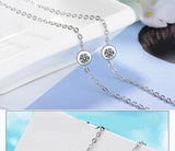 Mom Gift CZ Rhinestone Long Sweater Chain Necklace Silver Jewelry