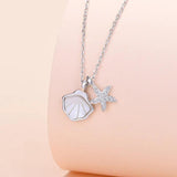 Sterling Silver Shell Star Circle Necklace Round Jewelry