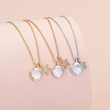 Sterling Silver Shell Star Circle Necklace Round Jewelry