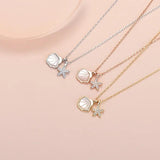 Sterling Silver Shell Star Circle Necklace Round Jewelry