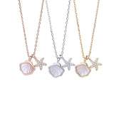 Sterling Silver Shell Star Circle Necklace Round Jewelry