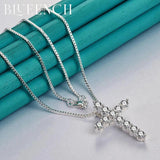 925 Silver Zircon Cross Pendant Necklace for Women Wedding Parties