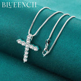 925 Silver Zircon Cross Pendant Necklace for Women Wedding Parties
