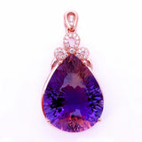 14K Rose Gold Plated Purple Water Drop Pendant Necklace