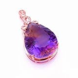 14K Rose Gold Plated Purple Water Drop Pendant Necklace
