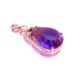 14K Rose Gold Plated Purple Water Drop Pendant Necklace