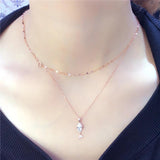 14K Rose Gold Crystal Goldfish Pendant Necklace Wedding Jewelry