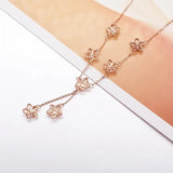 Purple Tassel Flower Chain Necklace 14K Rose Plated Classic Wedding Jewelry