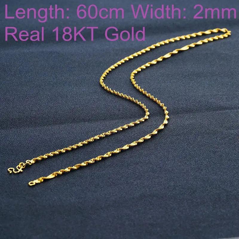 OMHXFC European Woman Long Wave 18KT Chain Necklace