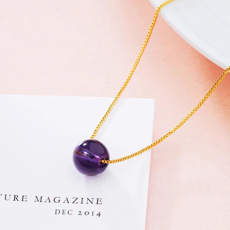 Real 18KT Pendant Necklace Amethyst Agate Green Bead NL131
