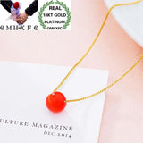 Real 18KT Pendant Necklace Amethyst Agate Green Bead NL131