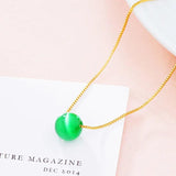 Real 18KT Pendant Necklace Amethyst Agate Green Bead NL131