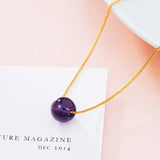 Real 18KT Pendant Necklace Amethyst Agate Green Bead NL131