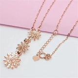 Purple Daisy Tassel Necklace 14K Rose Plated Wedding Jewelry