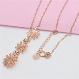 Purple Daisy Tassel Necklace 14K Rose Plated Wedding Jewelry